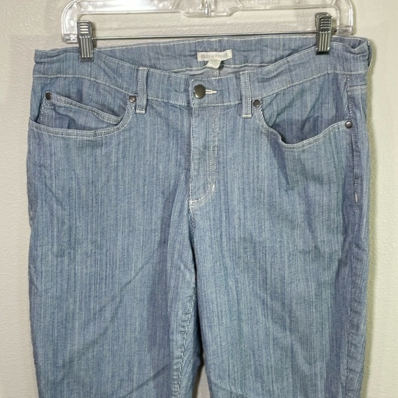 Eileen Fisher Jeans Womens Blue White Engineer Stripe Tapered Fit Denim Pants 14 - Picture 2 of 11